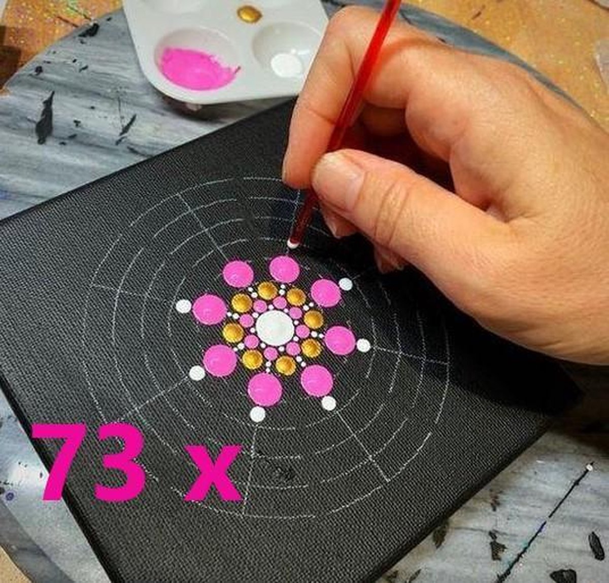 Mandala Dotting Stippen 73 delig | Sjablonen Hobby Volwassenen |Toolset | Dot Stip Painting | Schilderen | Verf